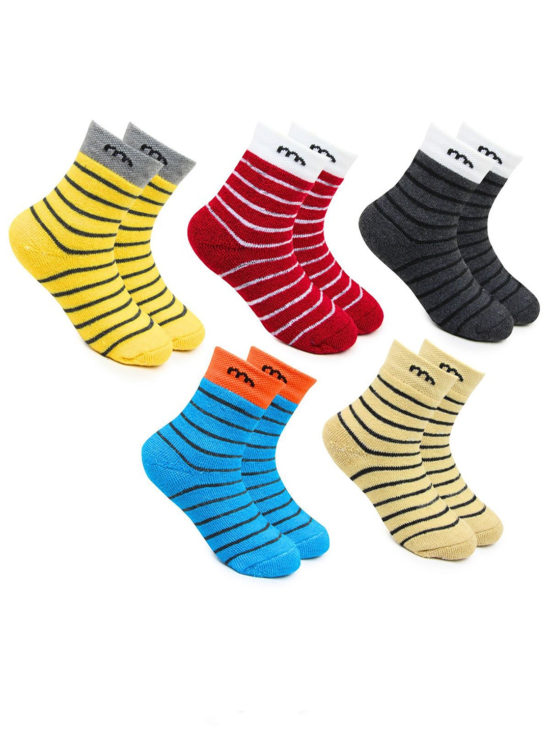 

BAESD Kids Pack Of 5 Patterned Anti-Skid Ankle-Length Socks, Blue