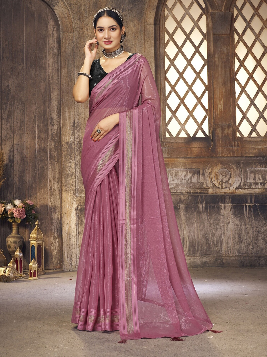 

V3 FASHION STUDIO Zari Banarasi Saree, Purple