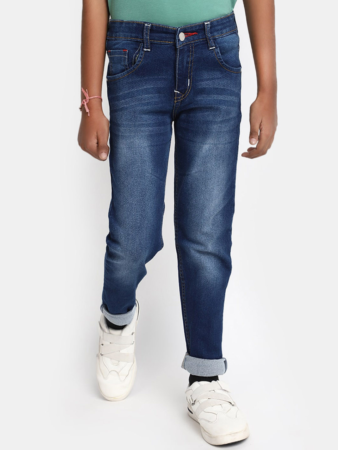 

V-Mart Boys Regular Fit Mid-Rise Clean Look Heavy Fade Jeans, Blue