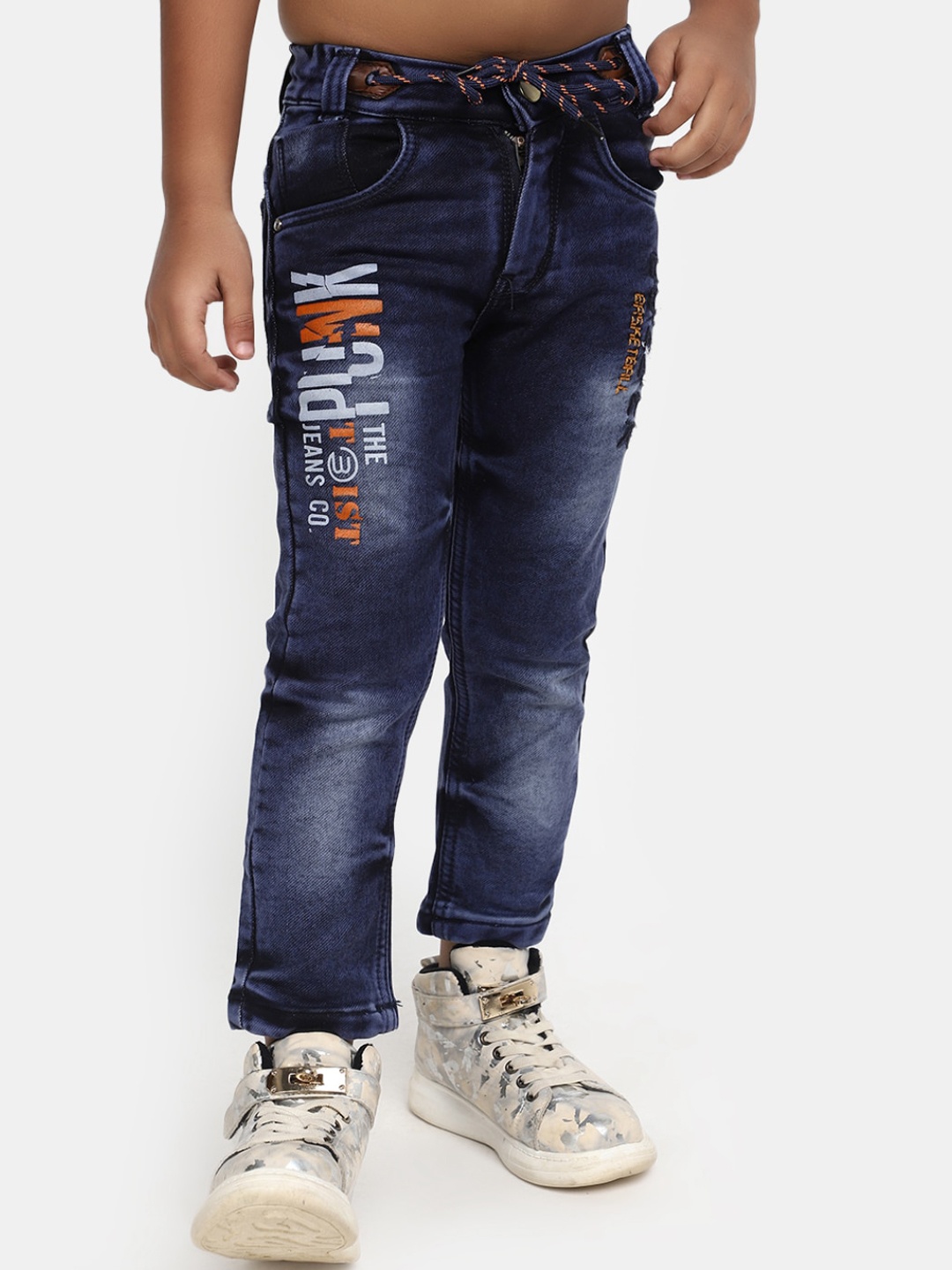 

V-Mart Boys Blue Mildly Distressed Heavy Fade Jeans