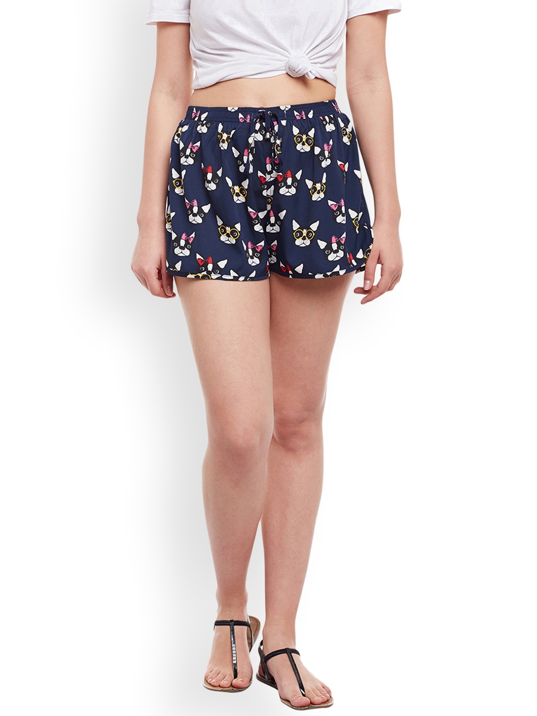 

WISSTLER Women Navy Blue Printed Regular Fit Casual Shorts