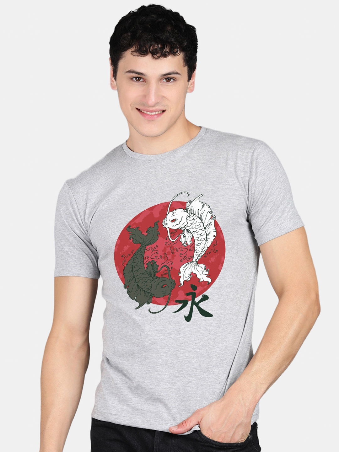 

Wyld Sprog Graphic Printed Pure Cotton T-Shirt, Grey