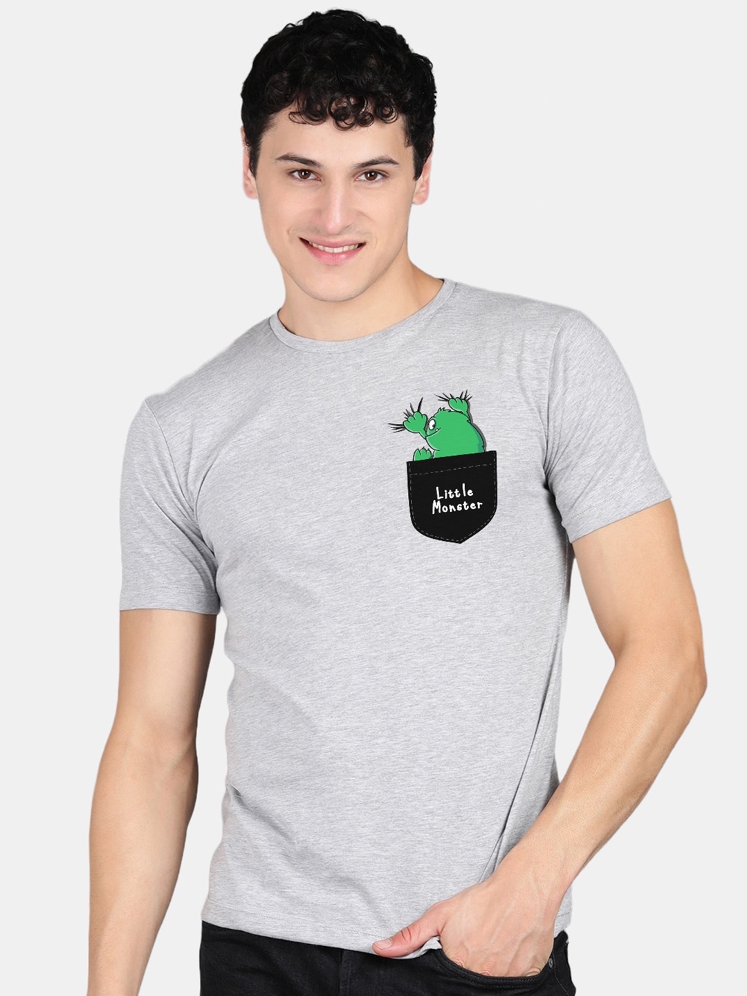

Wyld Sprog Graphic Printed Pure Cotton T-Shirt, Grey