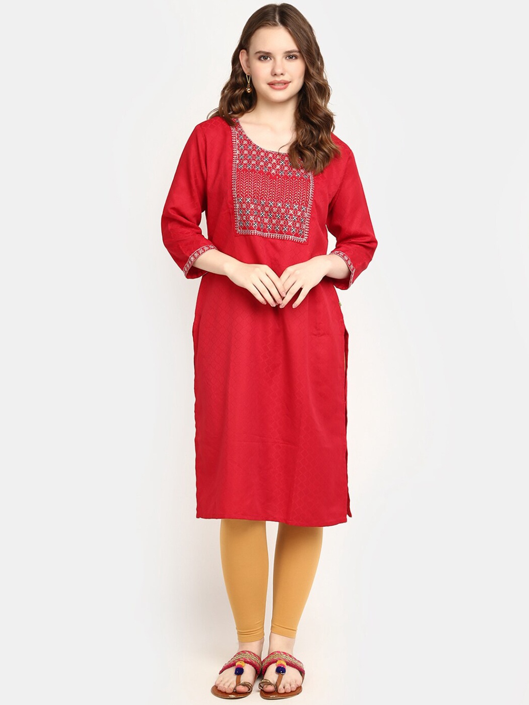 

V-Mart Women Maroon Mirror Work Kurta