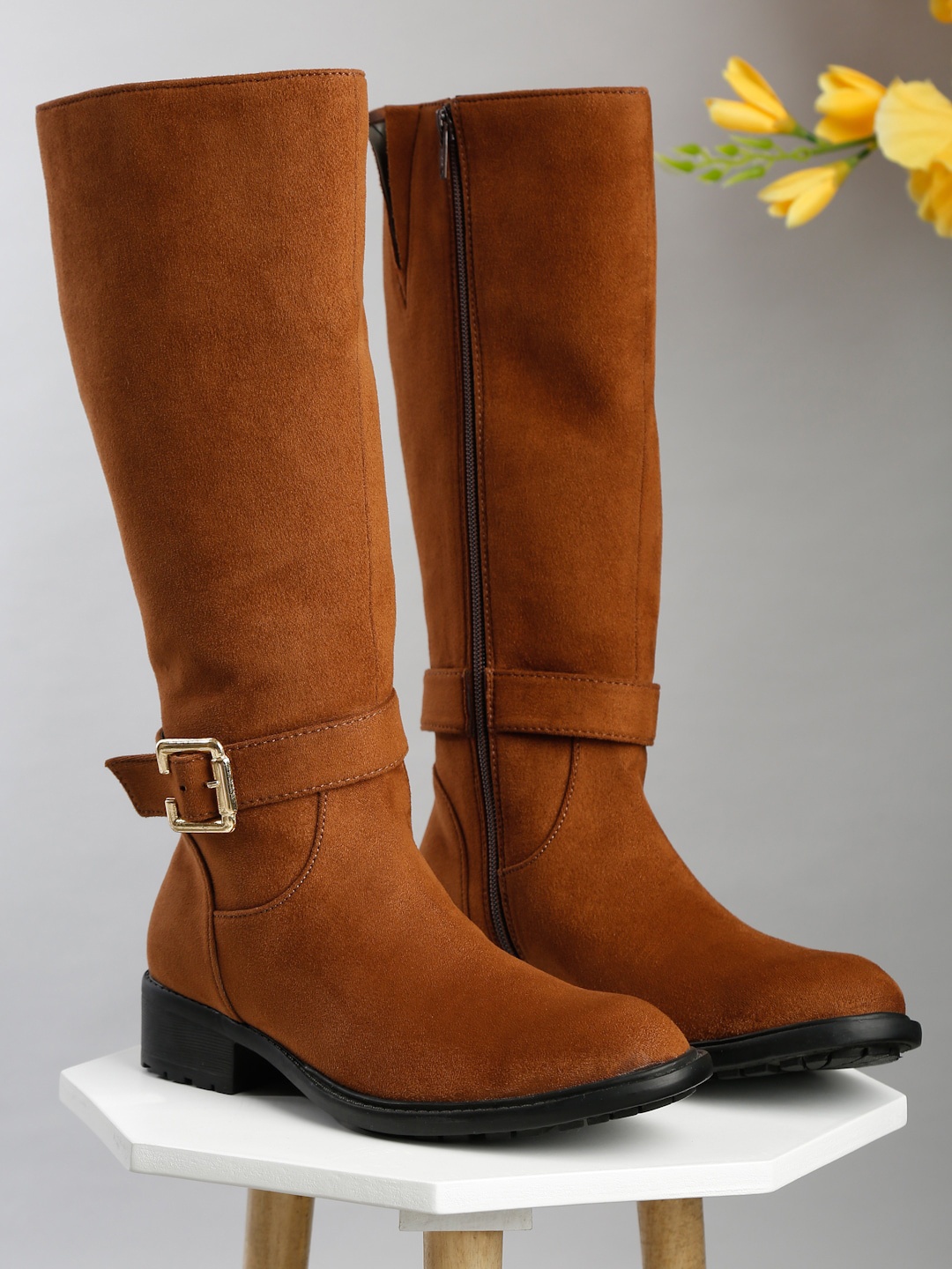 

Flat n Heels Women High-top Heeled Boots, Tan
