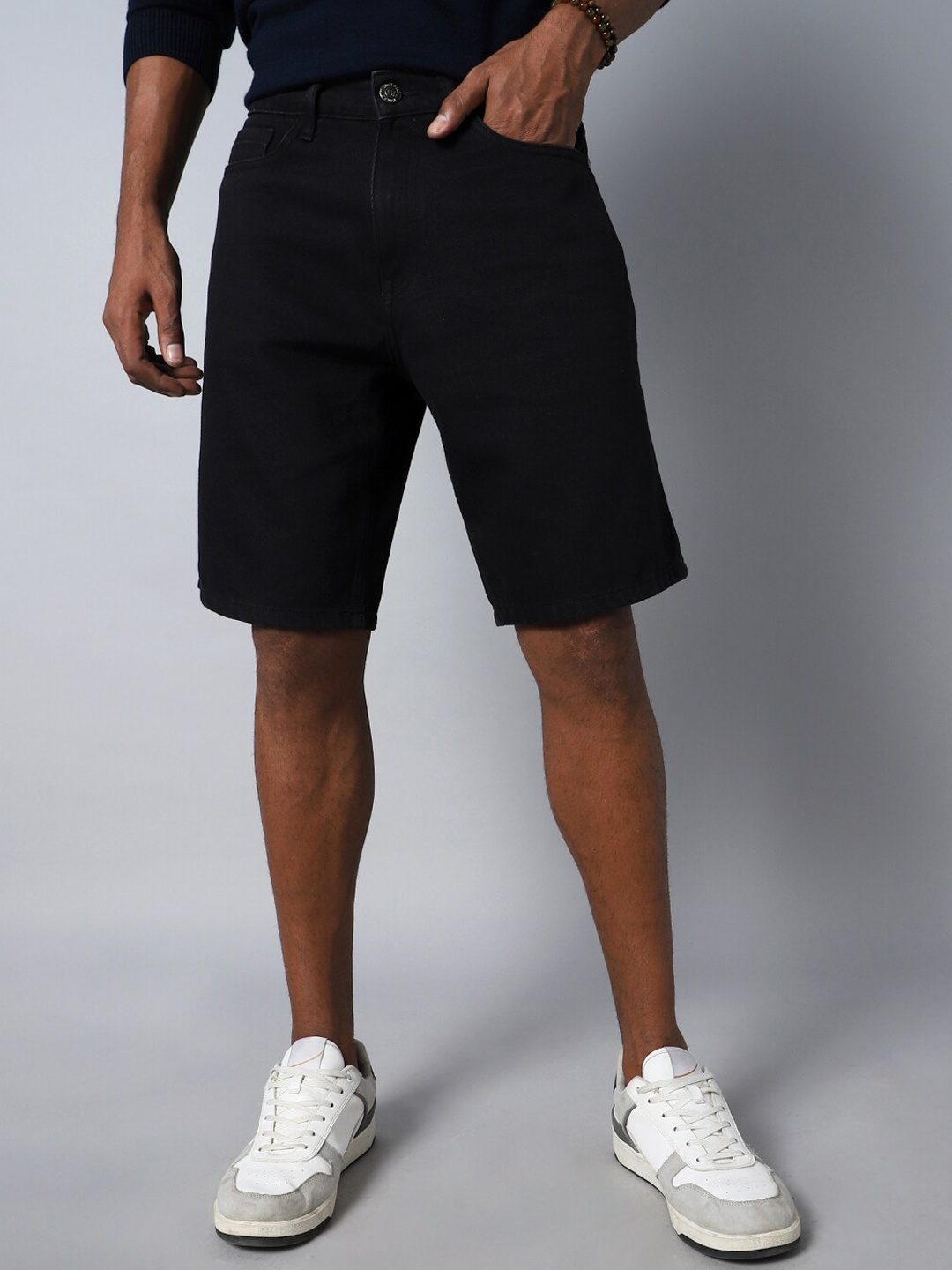 

High Star Men Black Loose Fit Denim Shorts