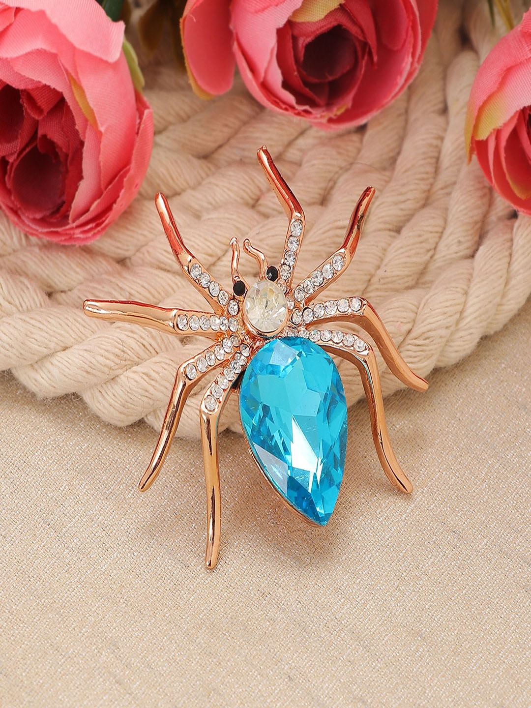 

UNIVERSITY TRENDZ Gold-Plated Crystal-studded Spider Brooch