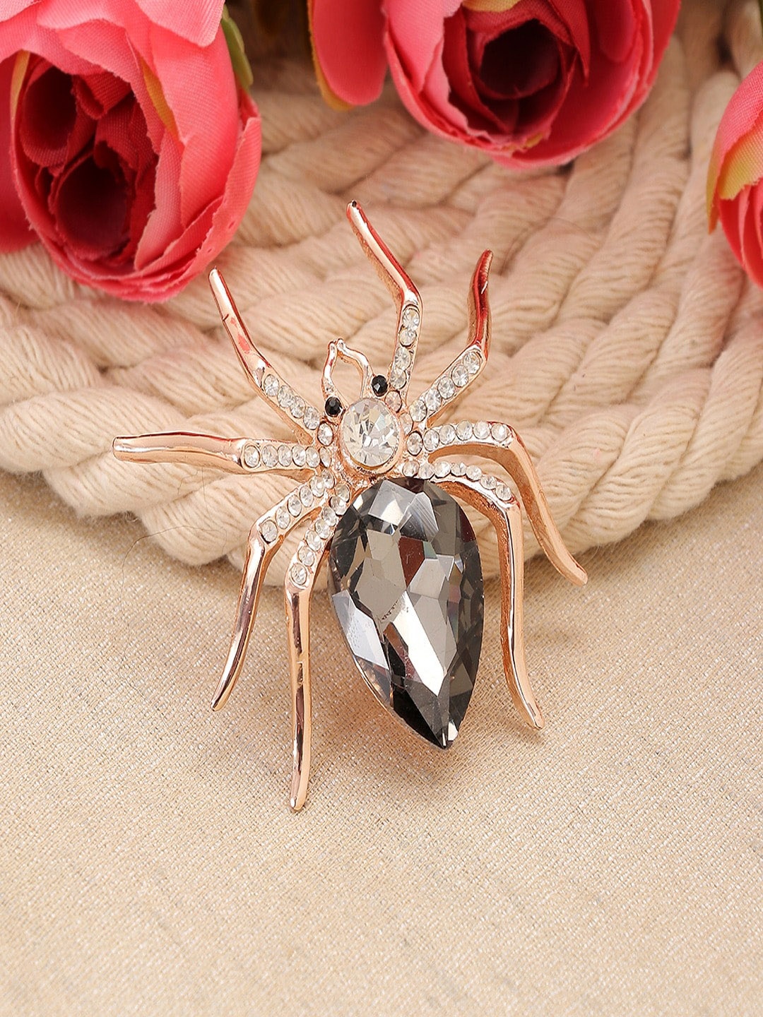 

UNIVERSITY TRENDZ Gold-Plated Crystals Studded Spider Brooch