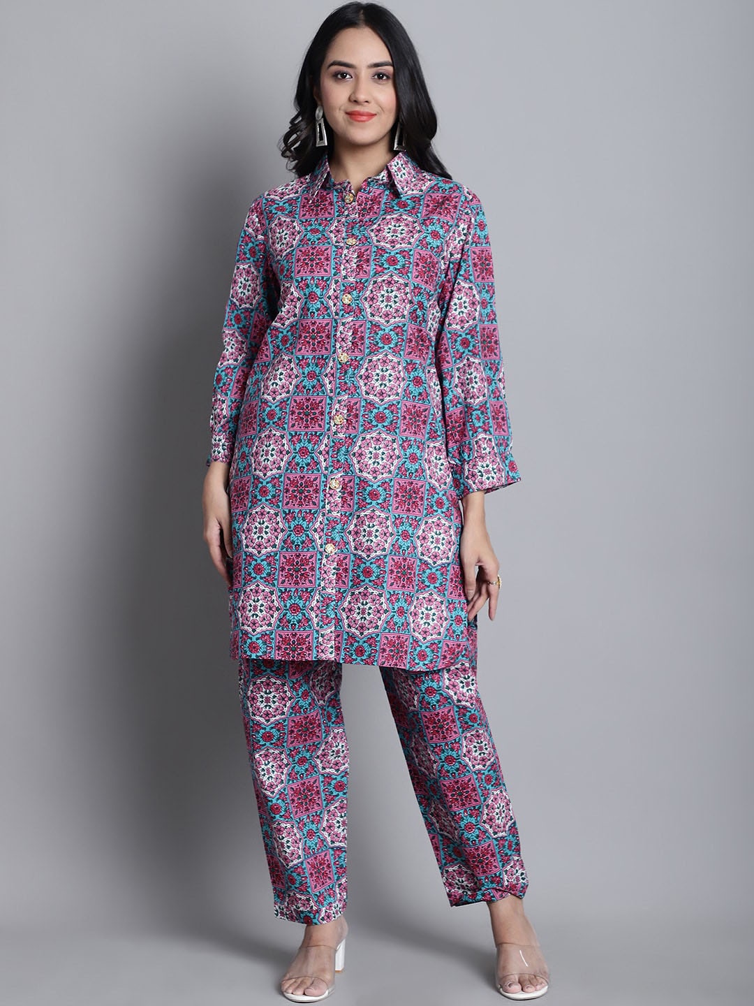 

Assamica Ethnic Motifs Printed Regular Pure Cotton Kurta With Salwar, Pink