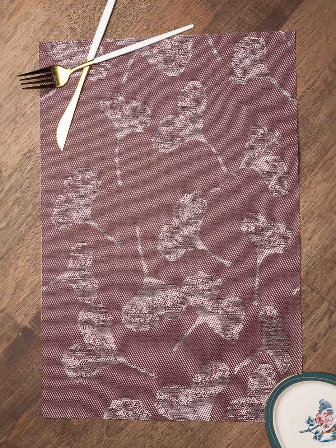 

MARKET99 4 Pcs Mauve Floral Pattern Table Runners