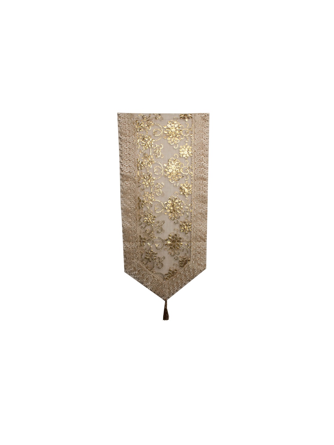 

MARKET99 Golden Floral Pattern Table Runner, Gold