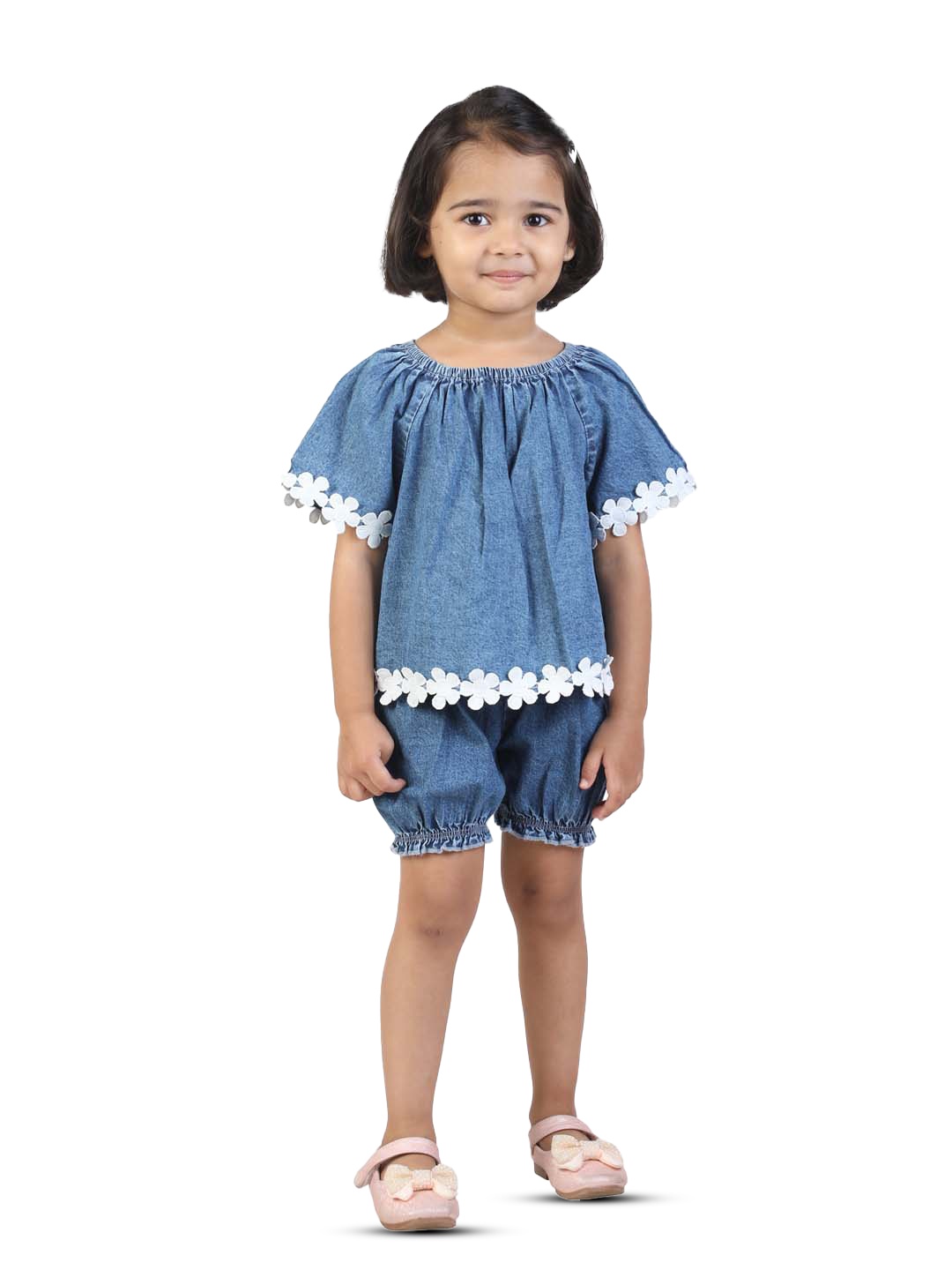 

Budding Bees Girls Cotton Top With Shorts, Blue