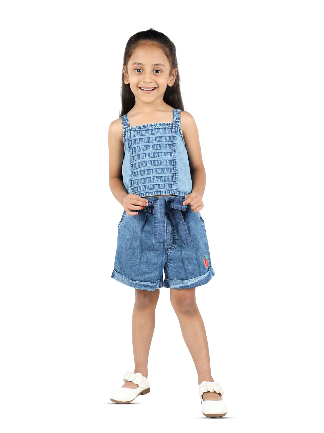 

Budding Bees Girls Cotton Top With Shorts, Blue