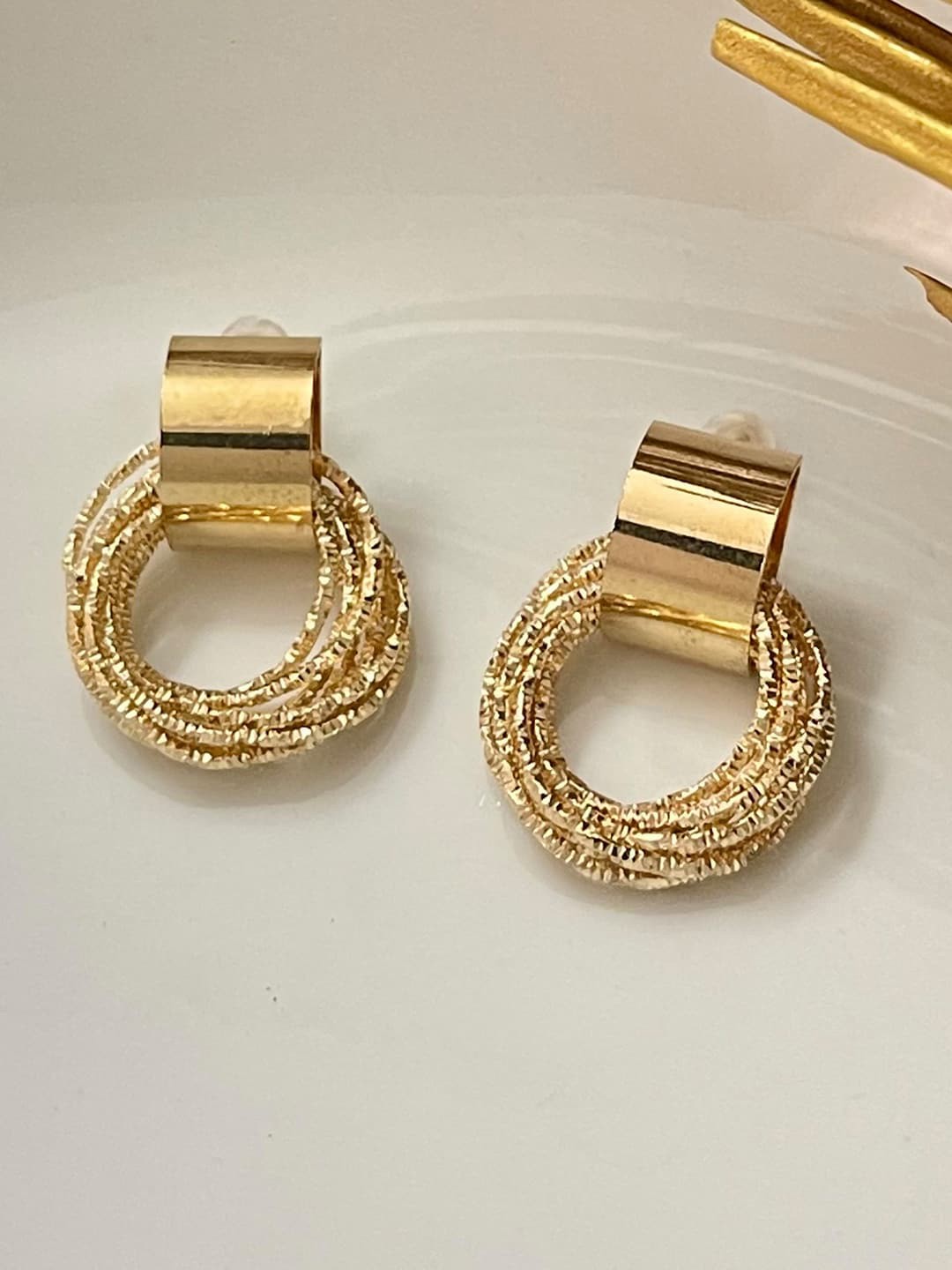 

Ayesha Gold-Plated Contemporary Drop Earrings