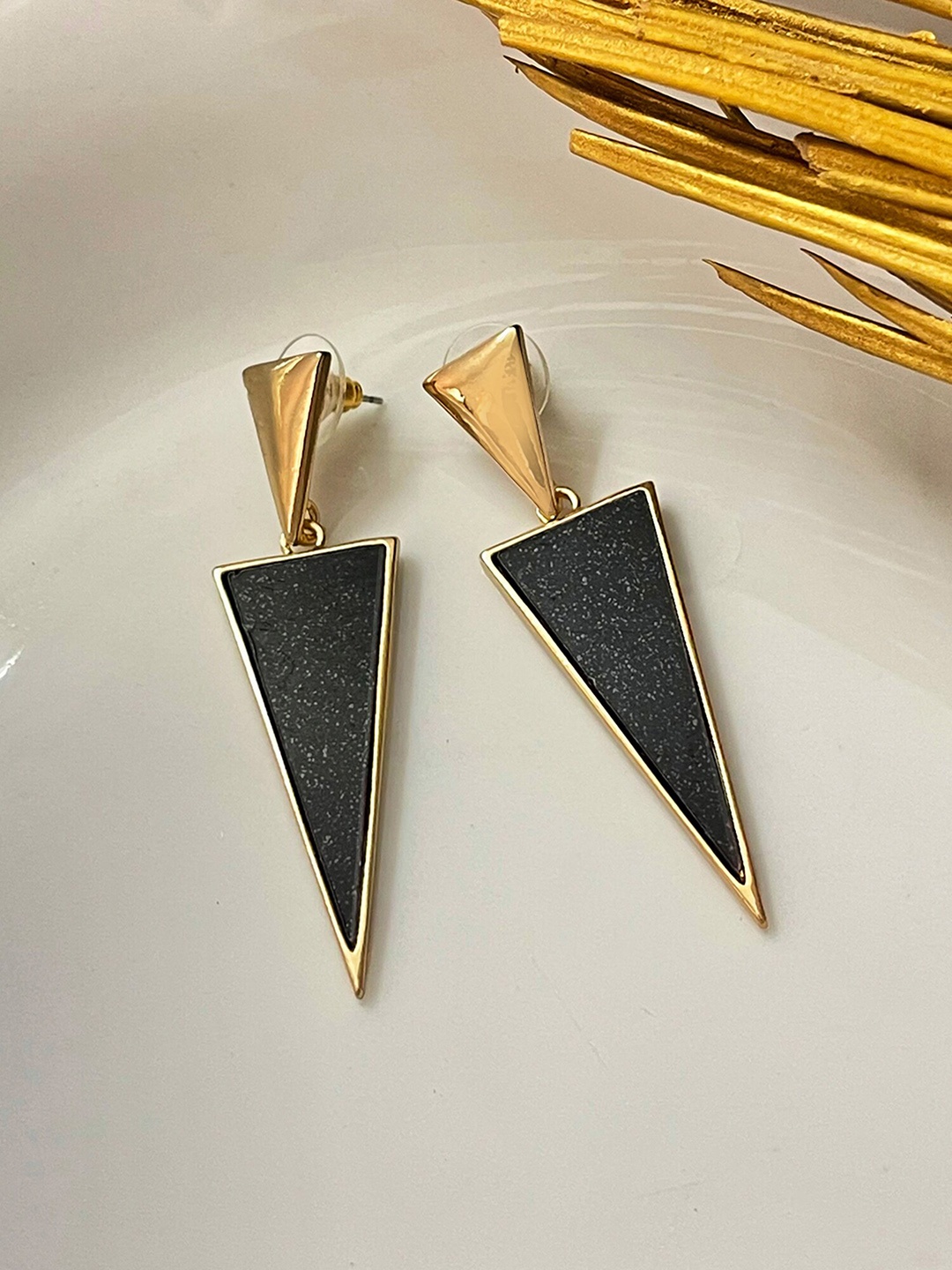 

Ayesha Gold-Plated Triangular Drop Earrings