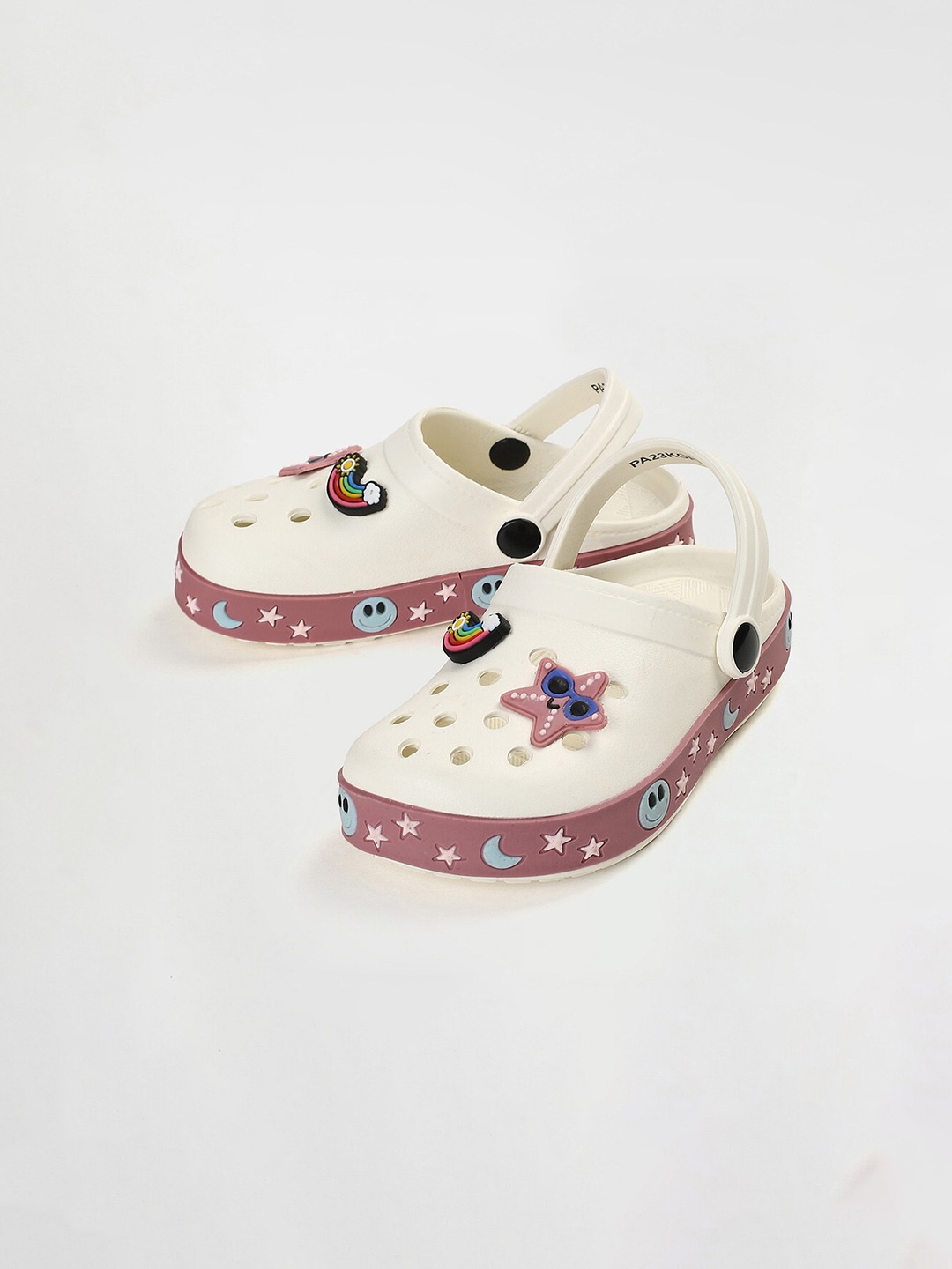 

max Girls Rainbow & Star Embellished Clogs, White