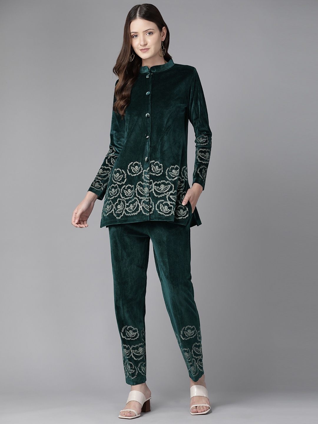 

Cayman Women Printed Ethnic Tunic with Trousers, Green