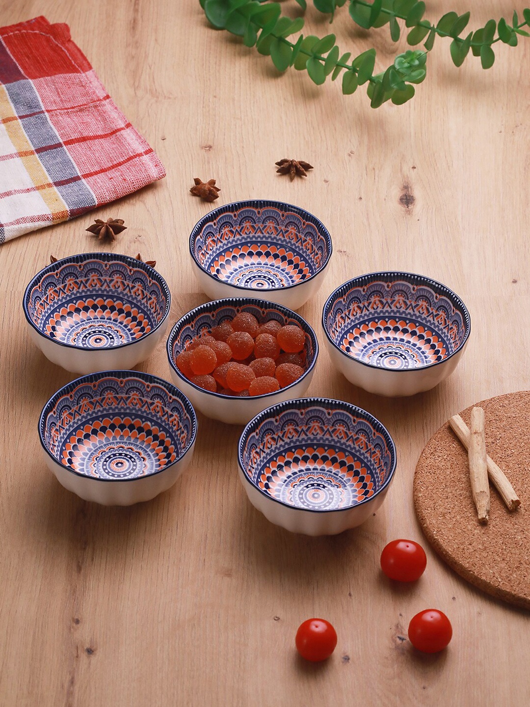 

TIED RIBBONS Blue & Pink 6 Pieces Ceramic Matte Bowls 250ml