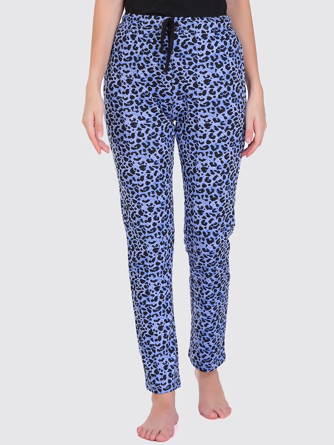 

HiFlyers Women Comfort Fit Printed Cotton Lounge Pants, Blue