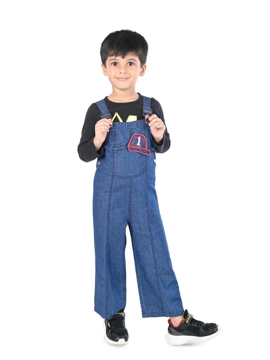 

Budding Bees Boys Straight Leg Cotton Denim Basic Dungarees, Blue