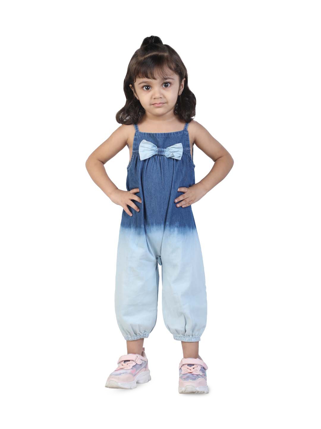 

Budding Bees Girls Ombre Shoulder Straps Cotton Basic Jumpsuit, Blue