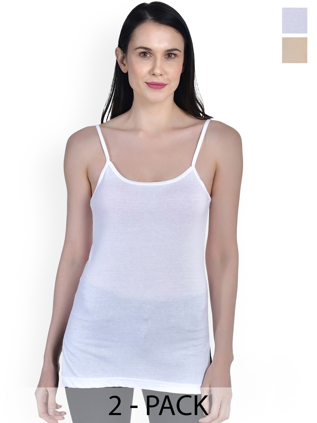 

Aimly Pack Of 2 Cotton Camisoles, White