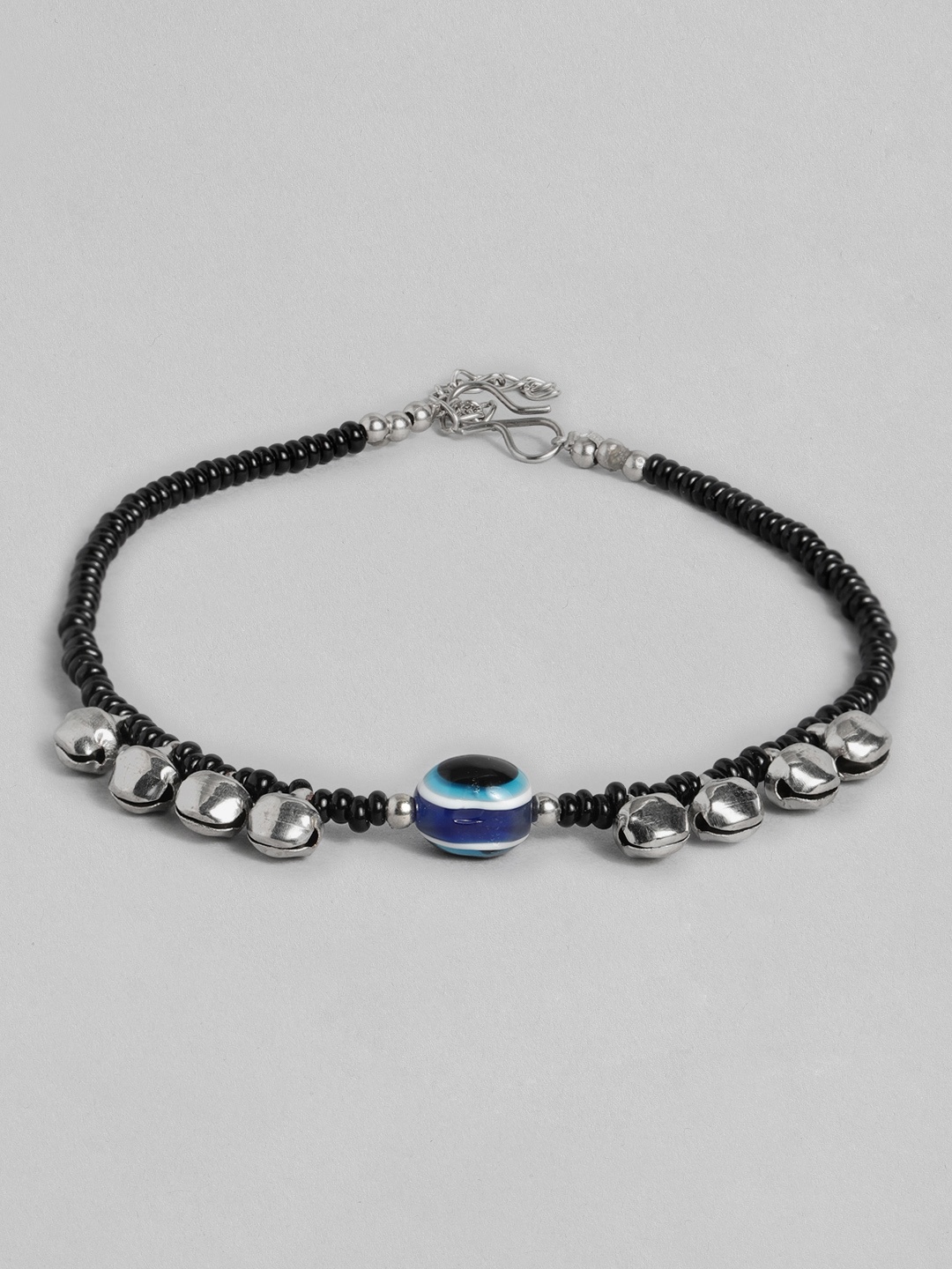 

Anouk Silver-Plated Evil Eye Beaded Anklet, Black