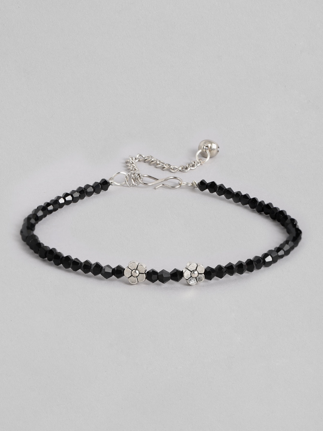 

Anouk Women Silver-Plated Stones Studded Anklet, Black