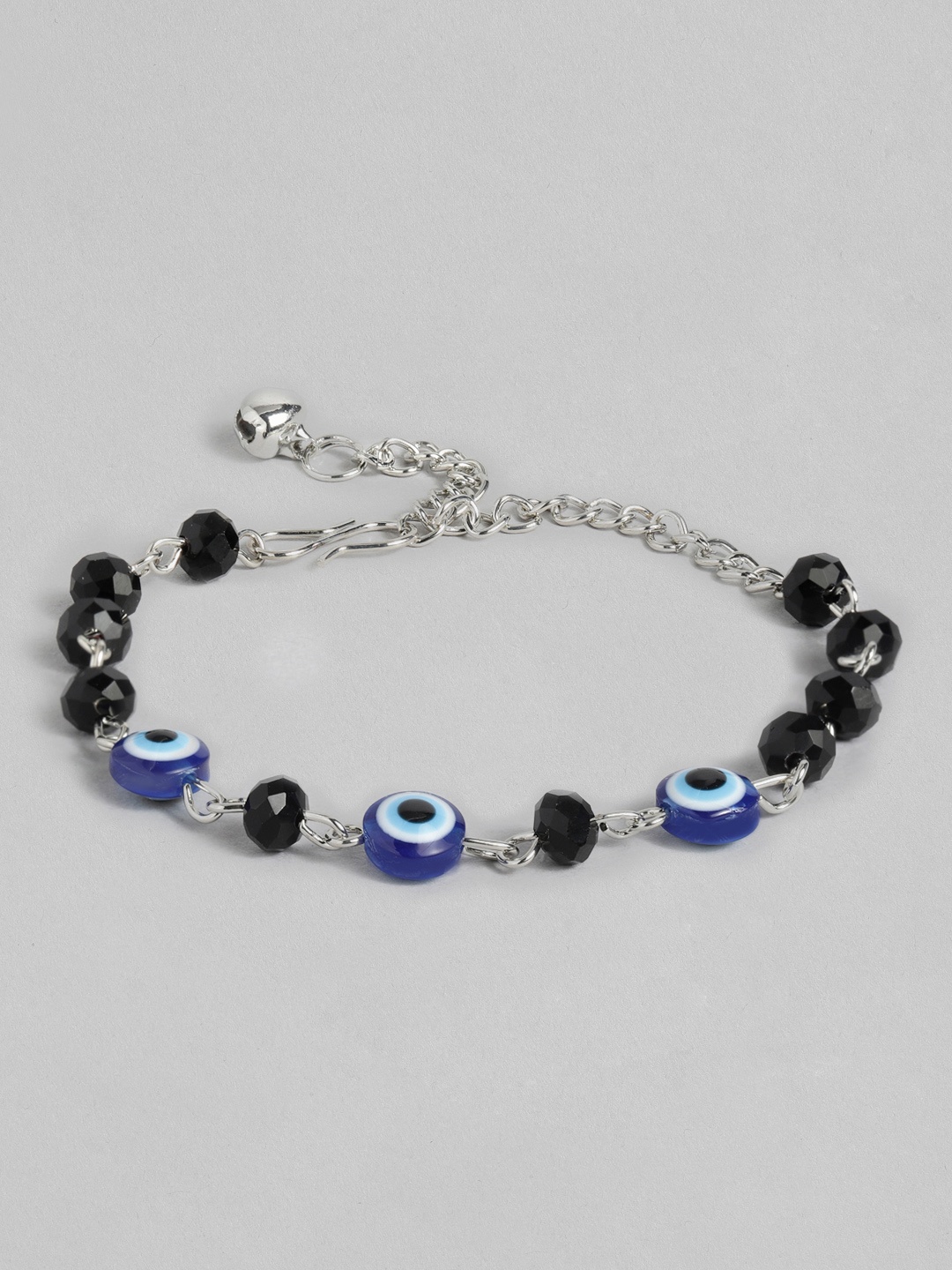 

Anouk Silver-Plated Evil Eye Beaded Anklet, Black