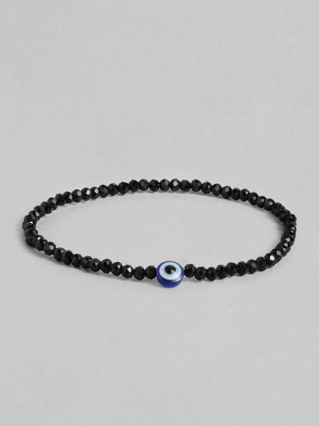 

Anouk Silver-Plated Evil Eye Beaded Anklet, Black