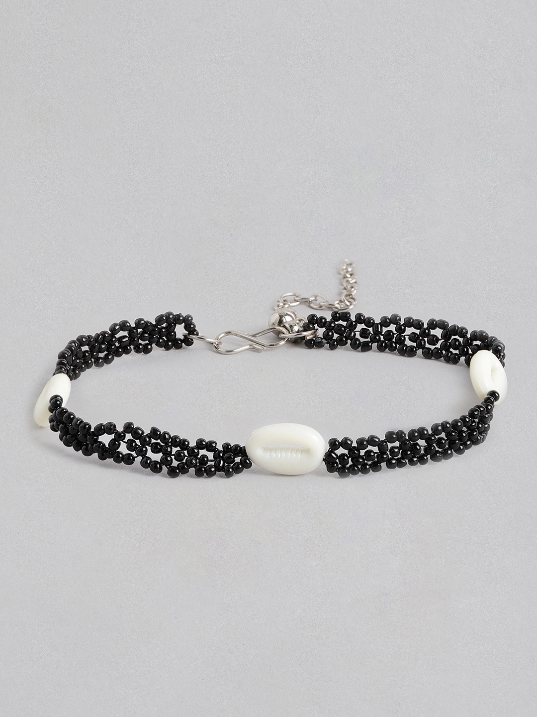 

Anouk Women Silver-Plated Beads Studded Anklet, Black