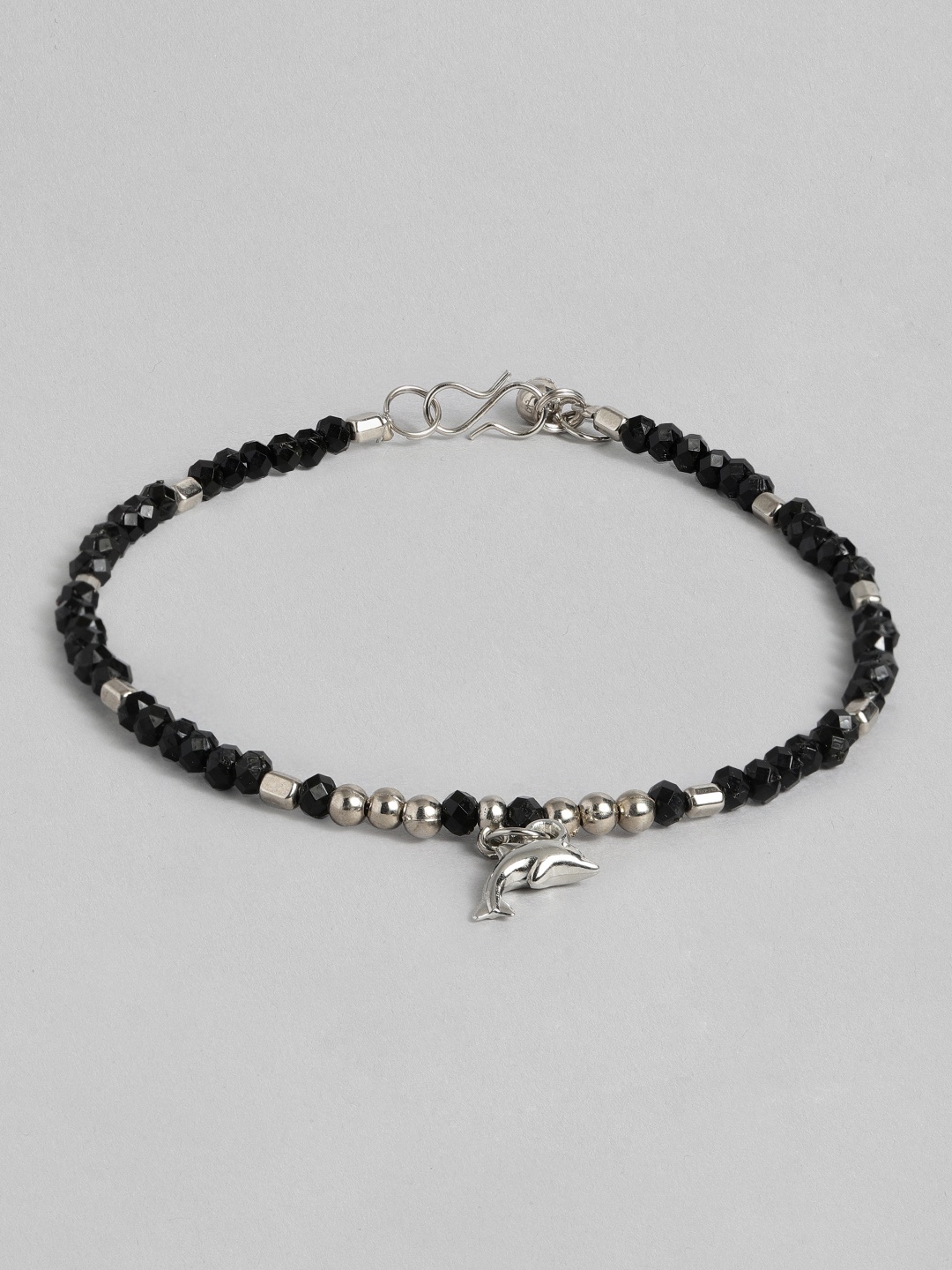 

Anouk Silver-Plated Artificial Stones Anklet, Black