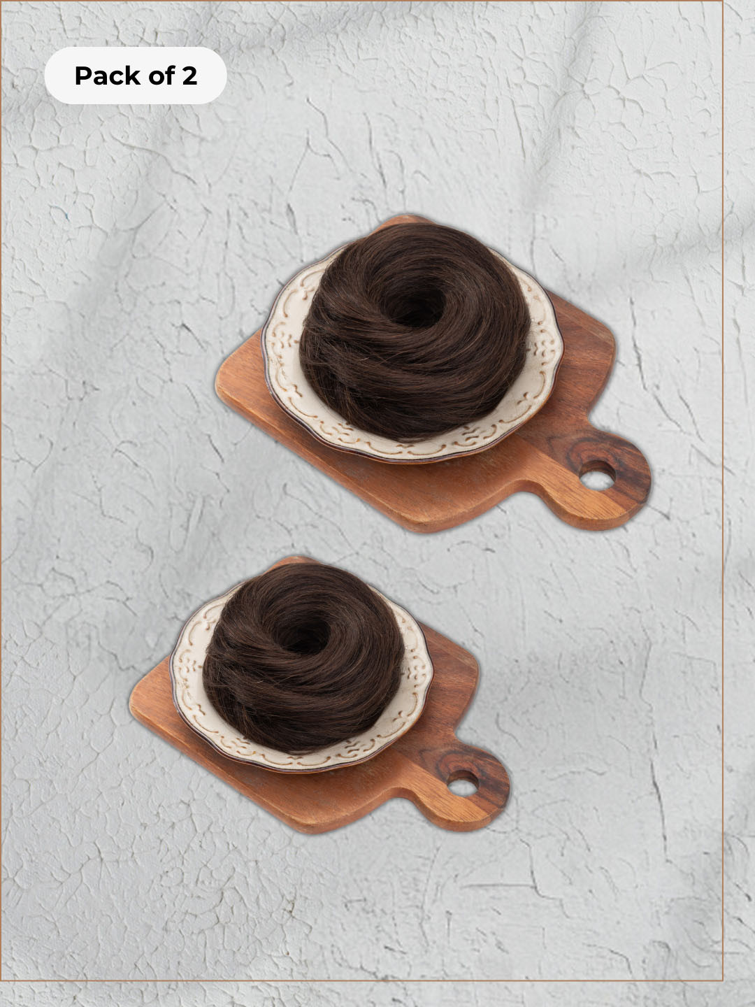 

HAIR ORIGINALS Set of 2 100% Human Hair Messy Bun Scrunchie - Natural Brown