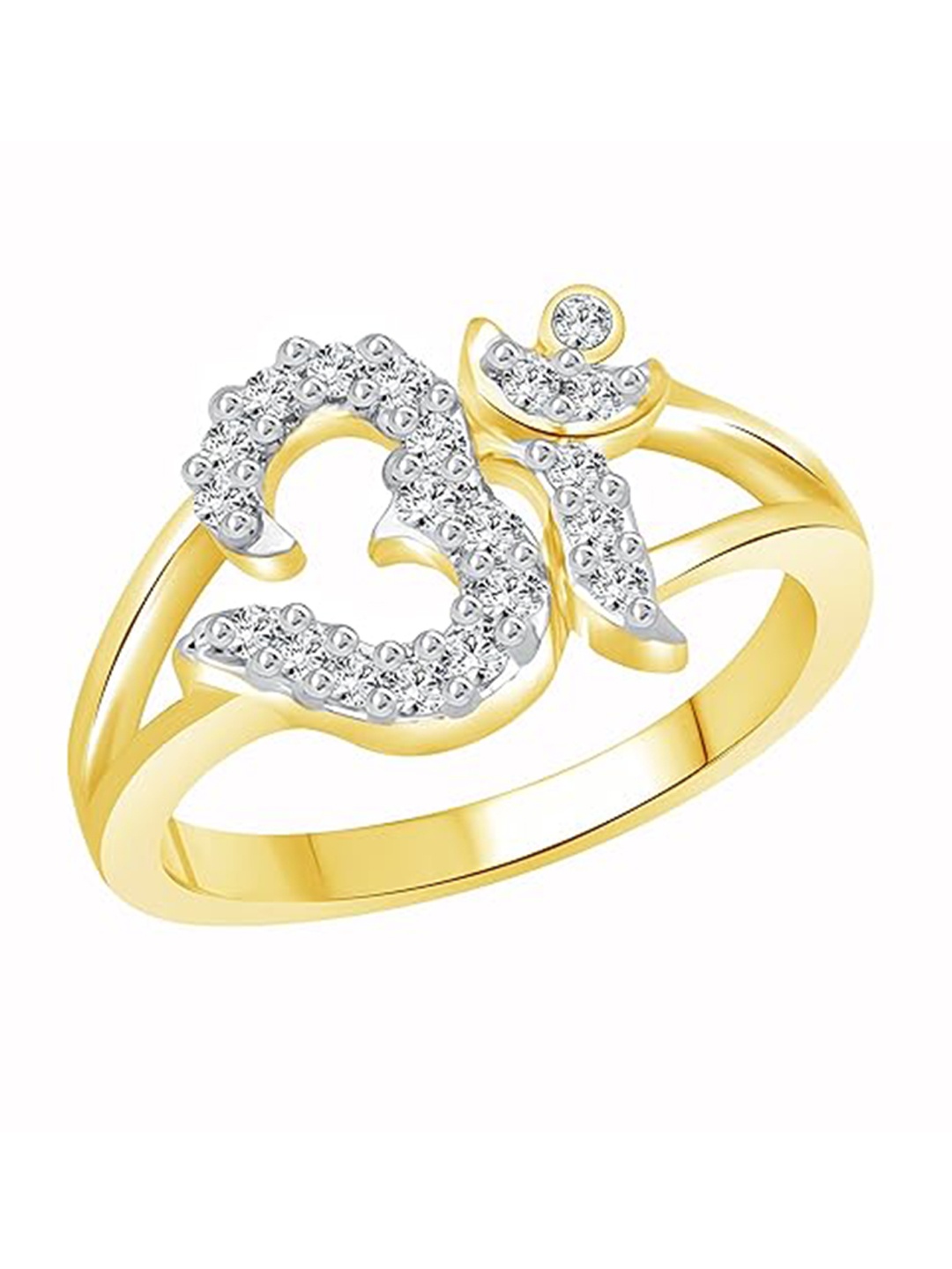

Vighnaharta Gold Plated Cubic Zirconia Studded OM Finger Ring