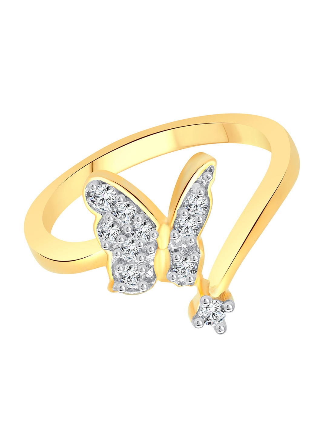 

Vighnaharta Gold-Plated CZ Studded Finger Ring