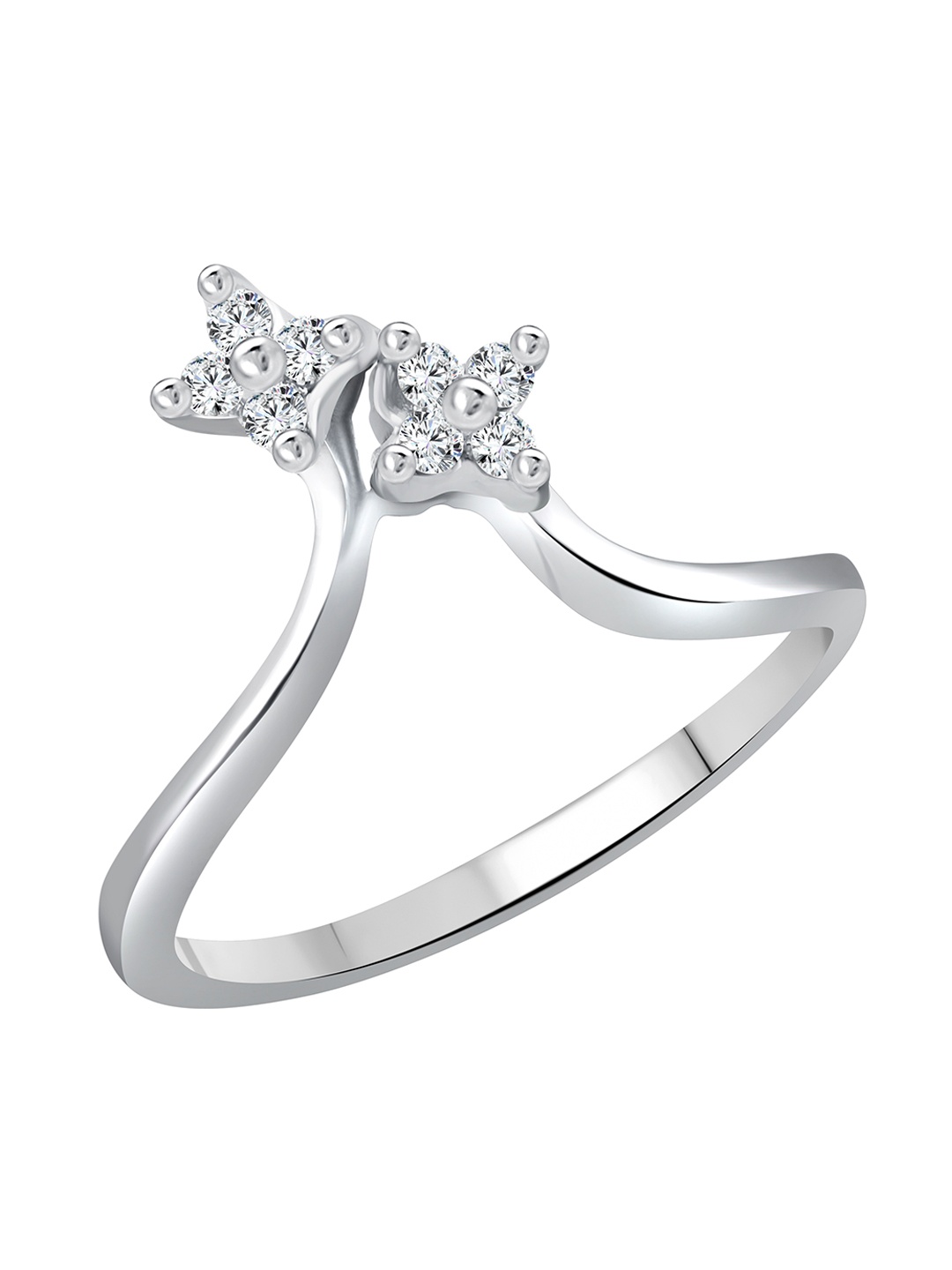 

Vighnaharta Rhodium-Plated CZ Studded Finger Shine Ring, Silver