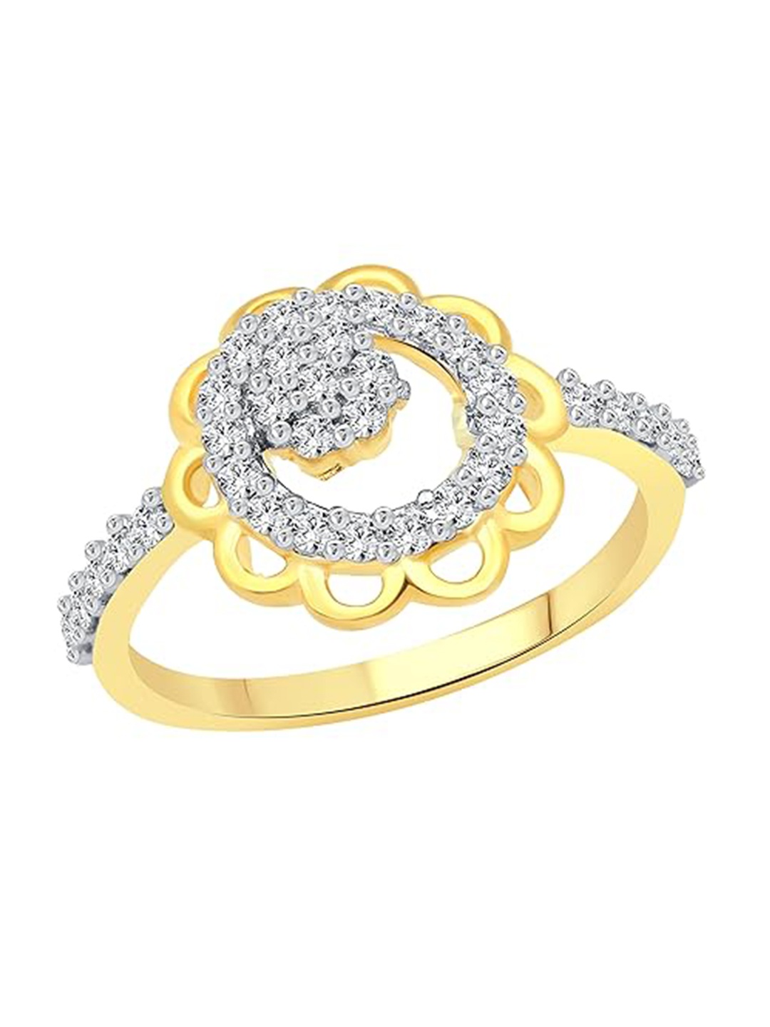 Vighnaharta Gold-Plated CZ Studded Star Flower Finger Ring