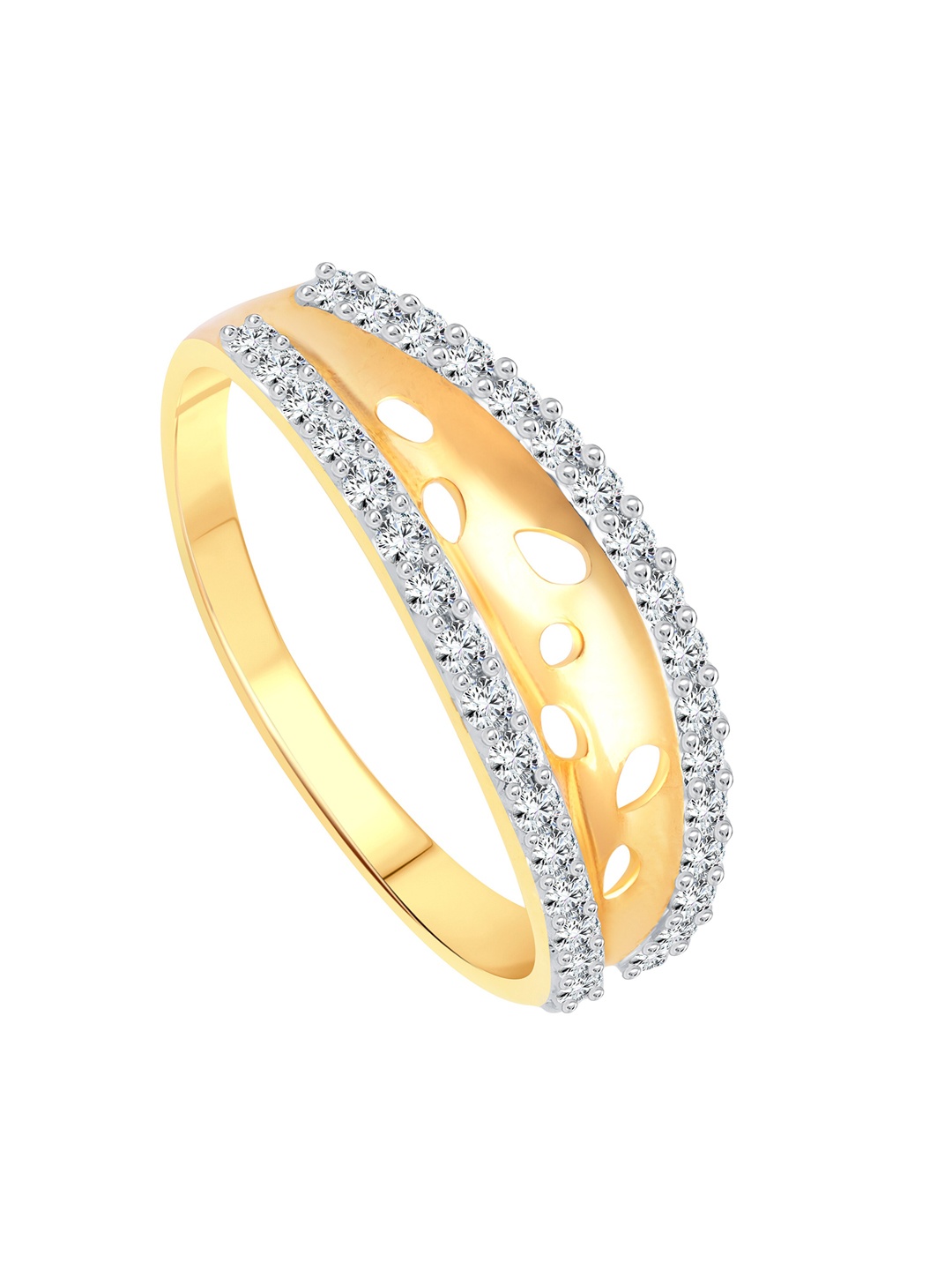 

Vighnaharta Gold-Plated CZ Studded Designer Crush Finger Ring