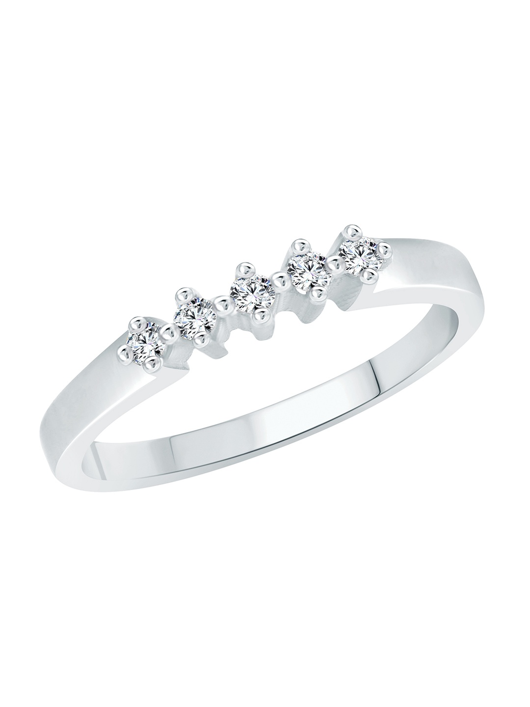 

Vighnaharta Rhodium Plated Cubic Zirconia Stone Studded Finger Ring, Silver