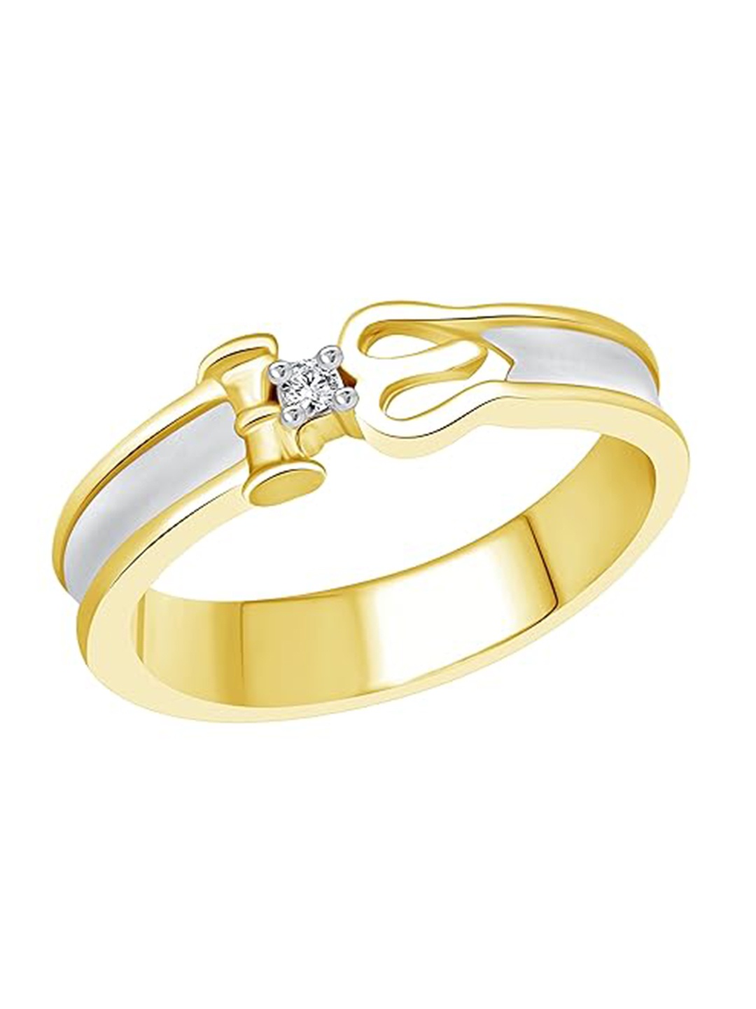 

Vighnaharta Gold-Plated CZ Studded Trishul Band Finger Ring