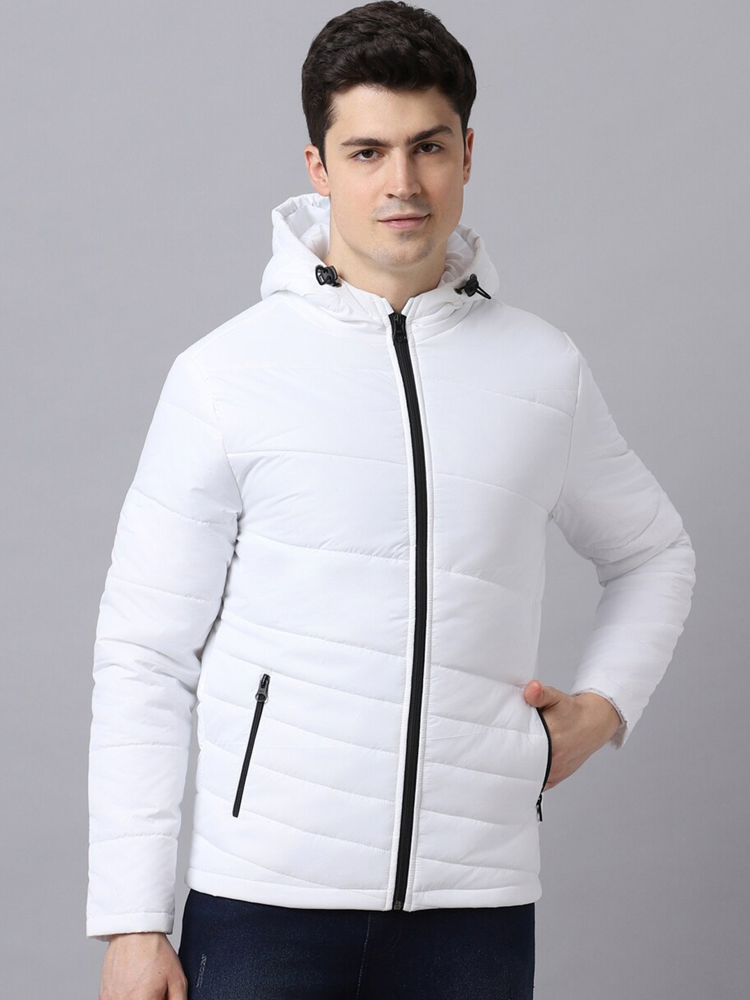 

Urbano Fashion Men Hooded Puffer Jacket, White
