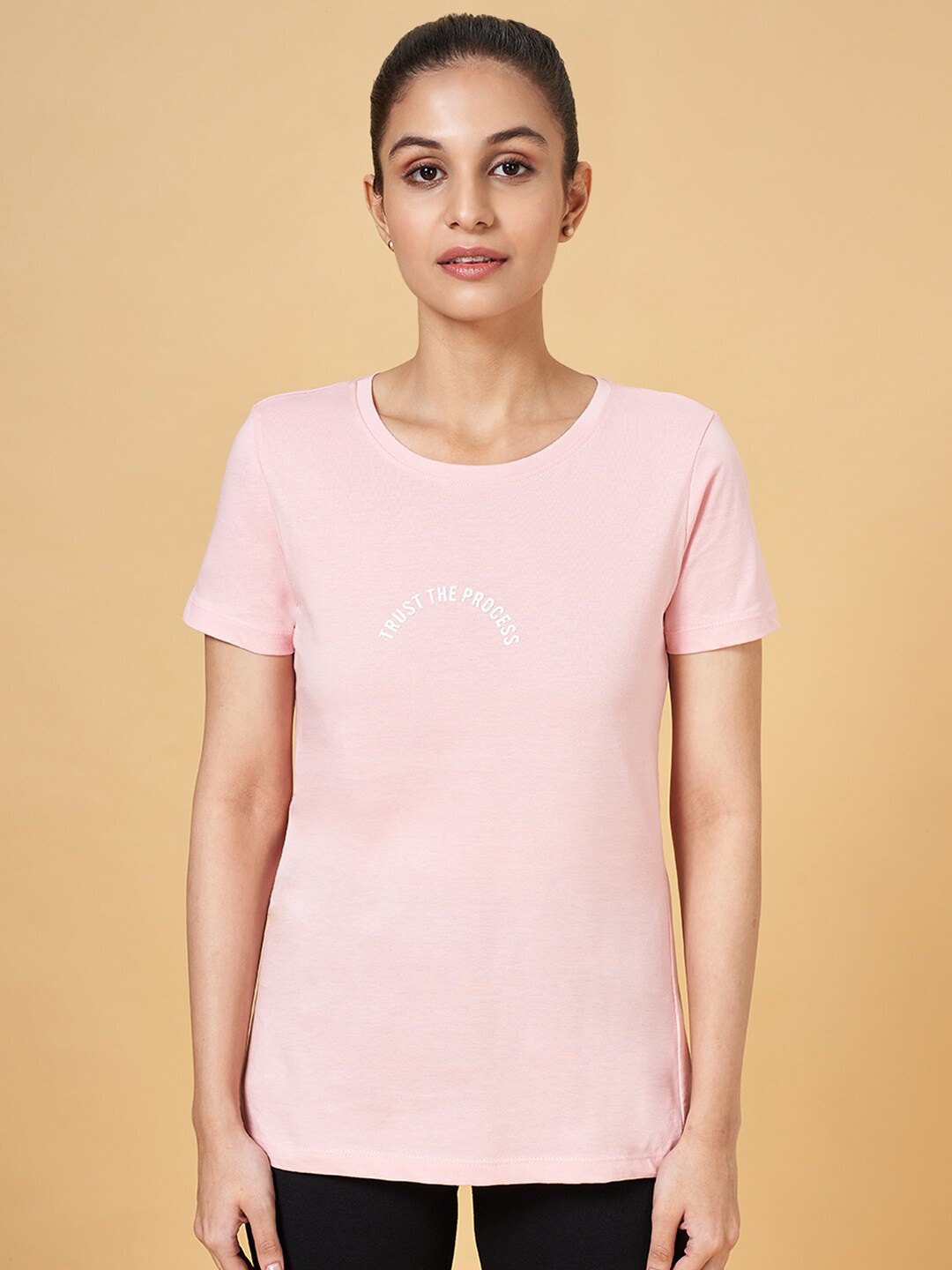

Ajile by Pantaloons Printed Cotton Sports T-shirt, Pink