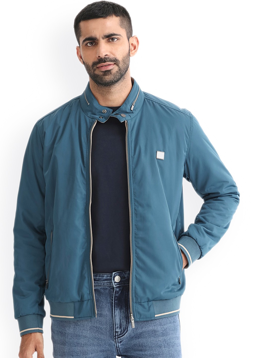 

RARE RABBIT Men Royban Regular Fit Bomber Jacket, Beige