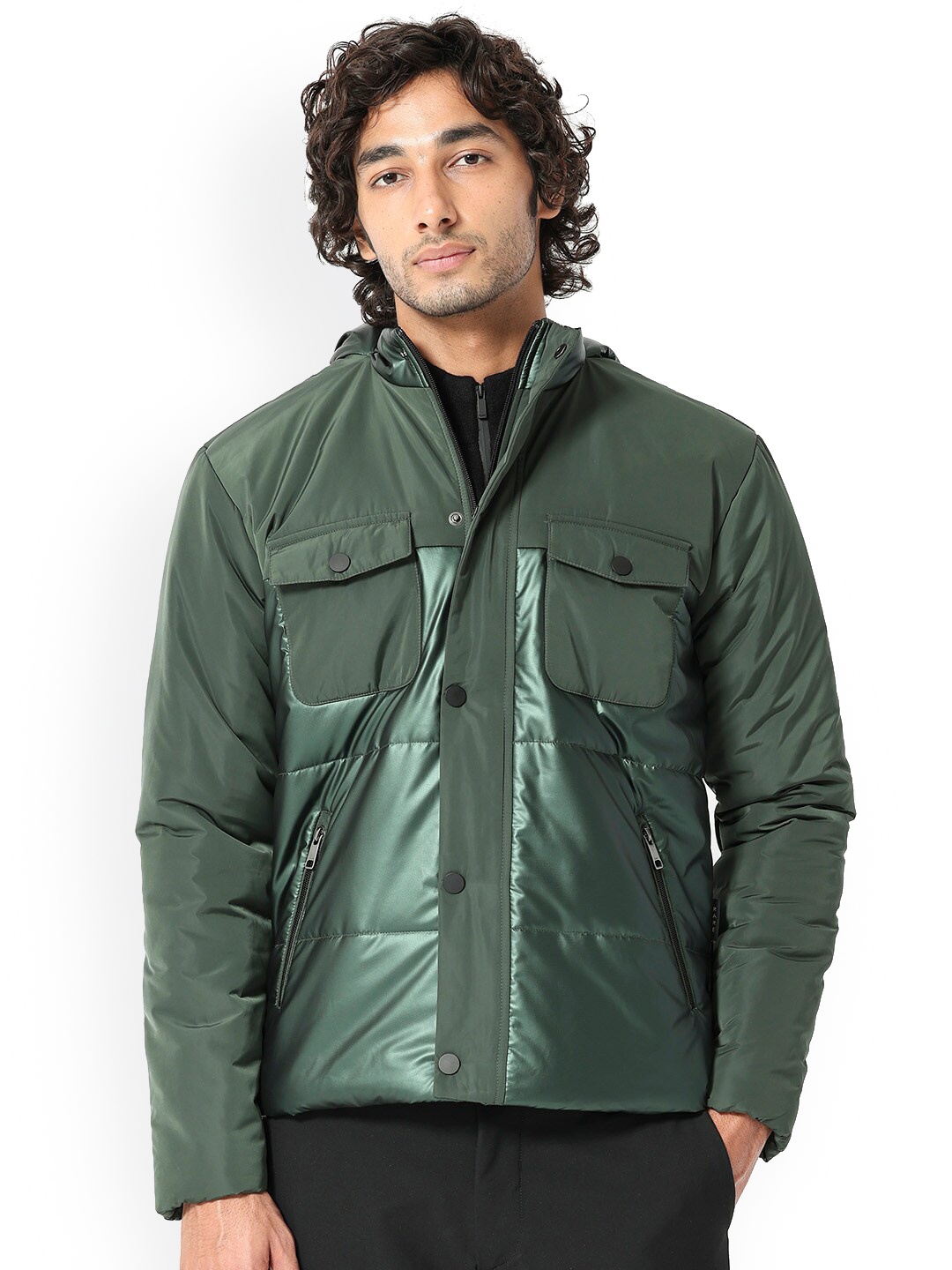 

RARE RABBIT Men Ragon Tailored Fit Hooded Padded Jacket, Green