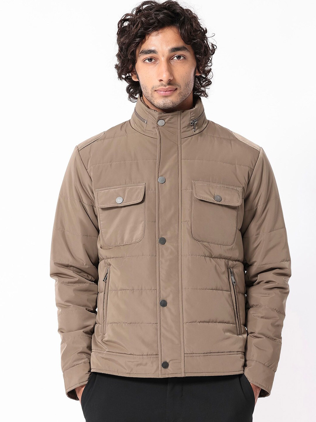 

RARE RABBIT Men Anbr Tailored Fit High Neck Jacket, Khaki