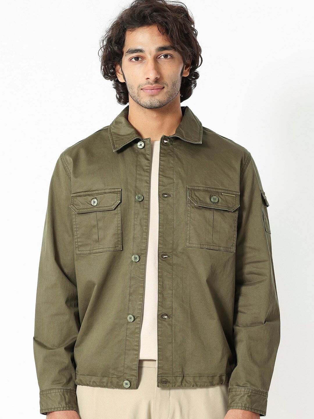 

RARE RABBIT Men Cedro Tailored Fit Spread Collar Jacket, Olive