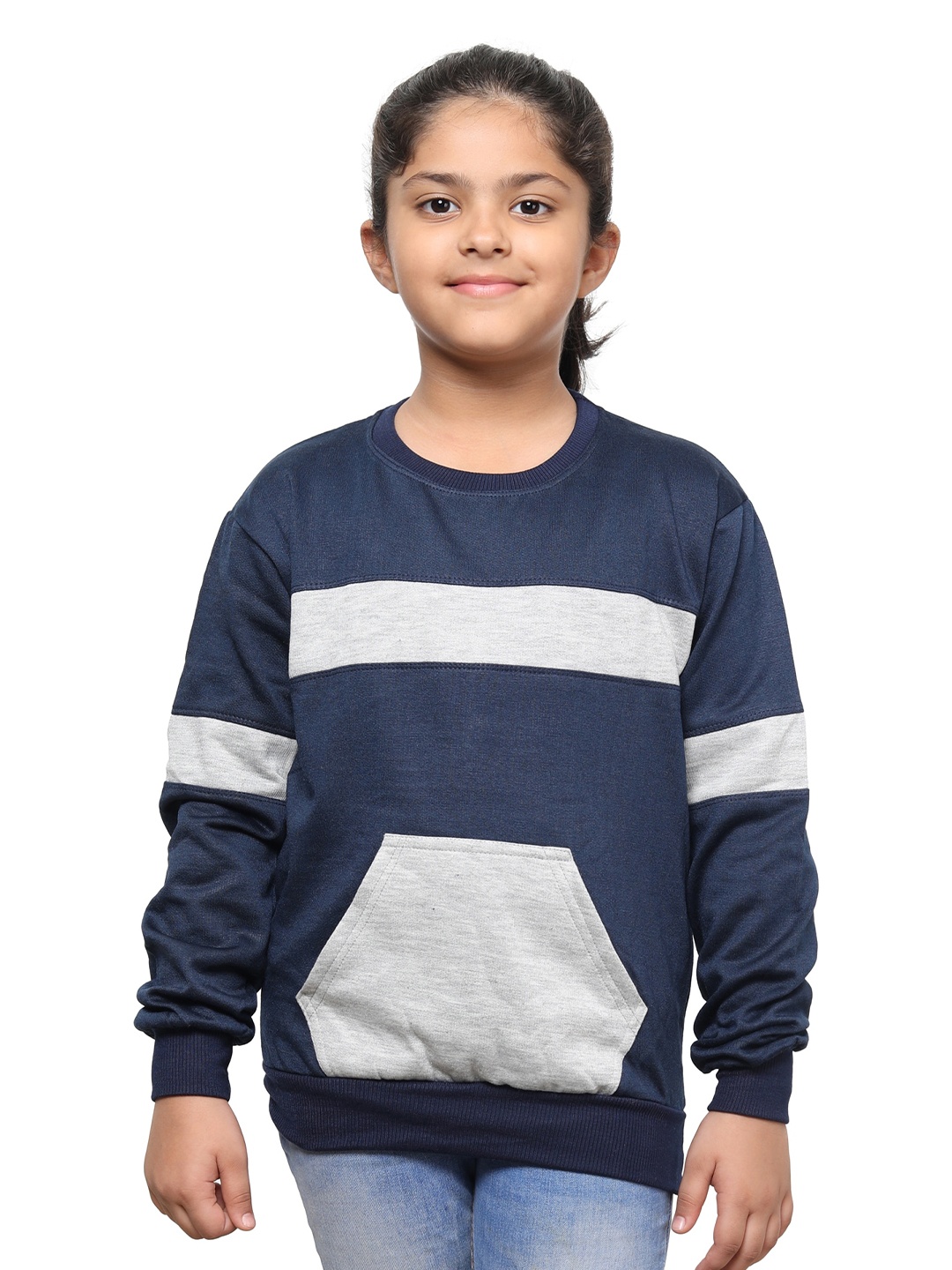 

IndiWeaves Girls Pullover Sweatshirt, Navy blue