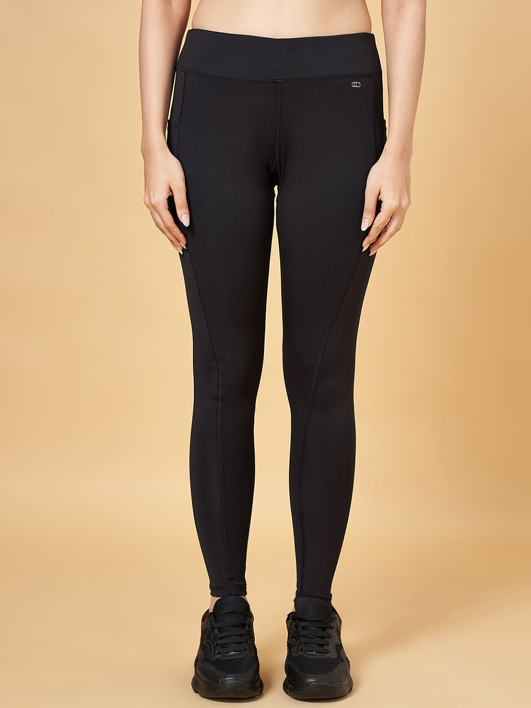 

Ajile by Pantaloons High-Rise Slim-Fit Ankle-Length Tights, Black