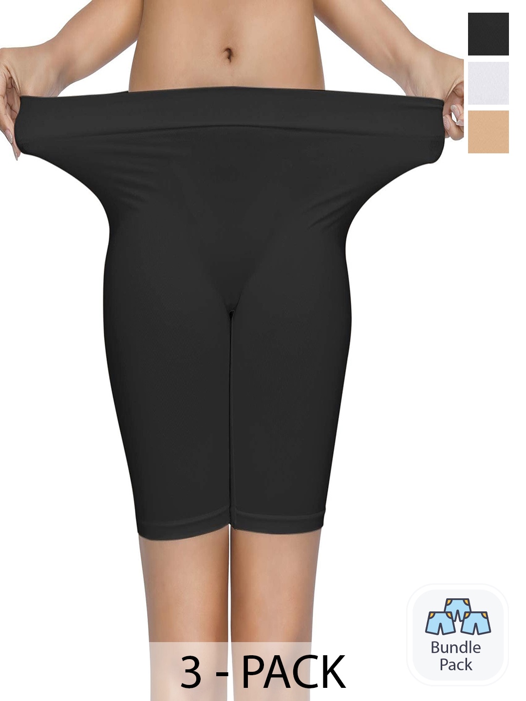

MYSHA Women Pack Of 3 High-Rise Rapid-Dry Cycling Sports Shorts, Black