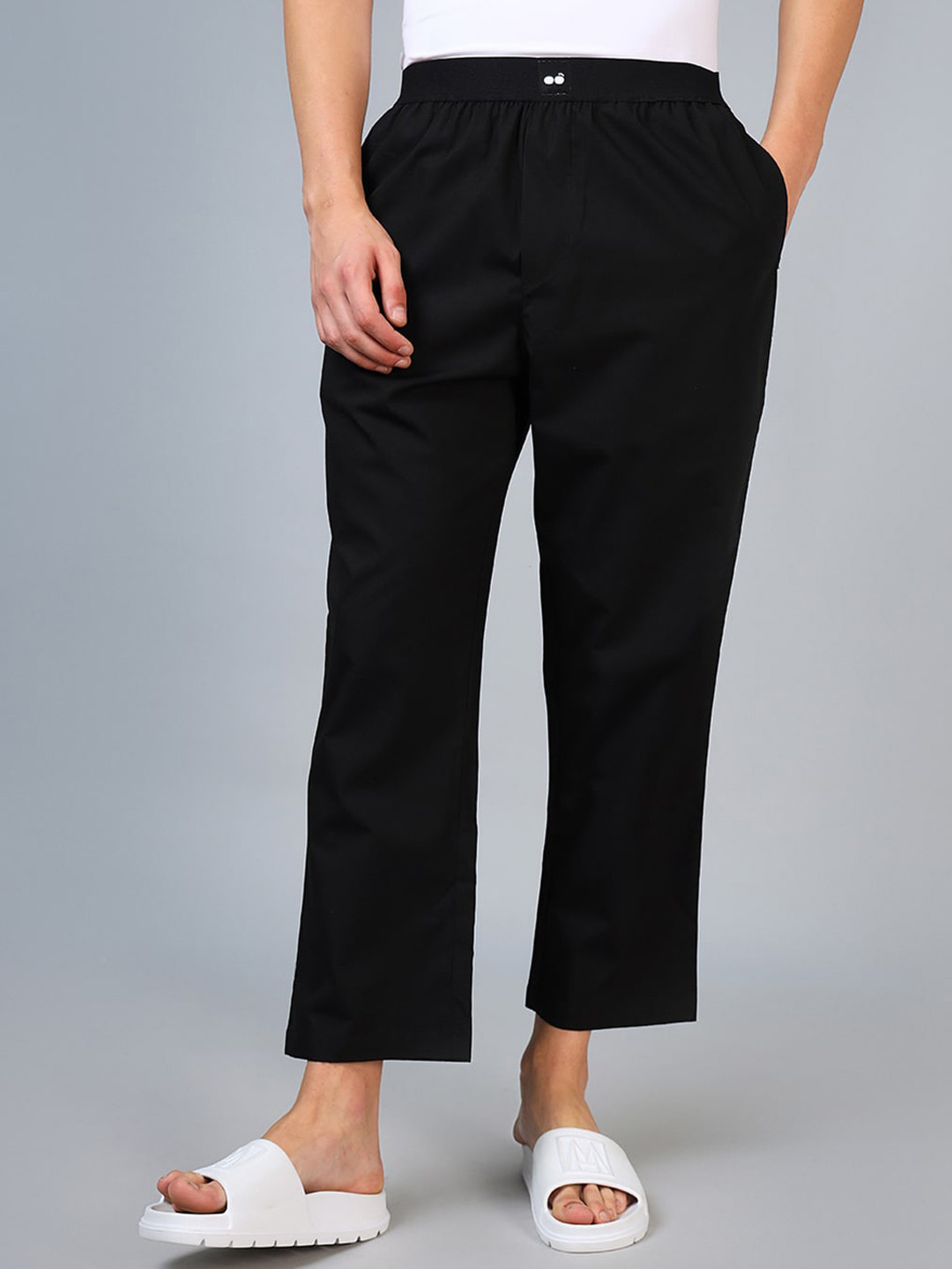 

Bewakoof Men Mid-Rise Inner Elasticated Cotton Lounge Pants, Black